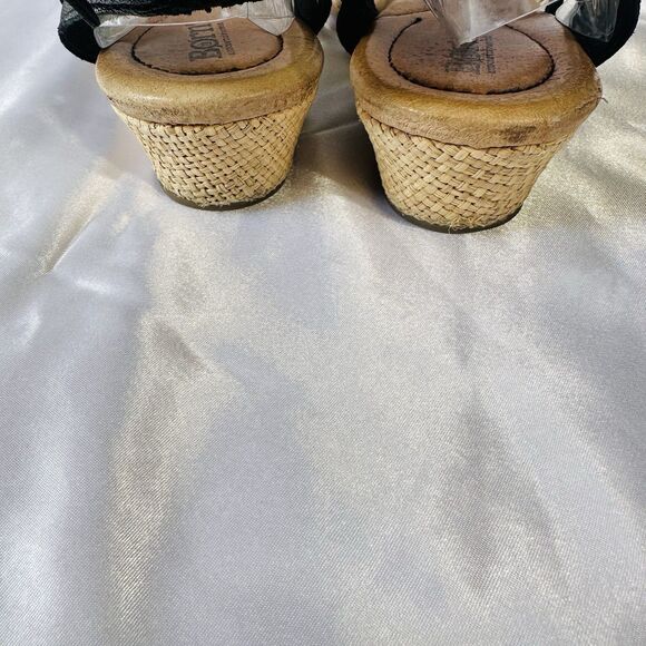 Born Low Wedge Heel Leather Strappy Sandals Black Comfort Shoes Women's SZ 10 - Picture 6 of 11